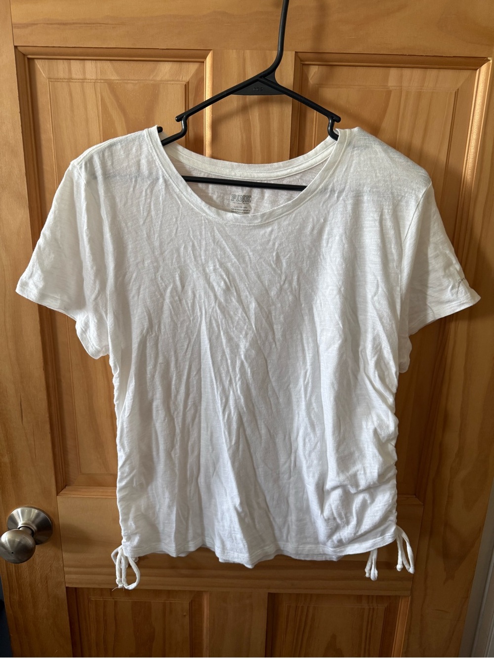 Like New, Women’s Size Large Victoria’s Secret Pink T-Shirt With Ties on Sides